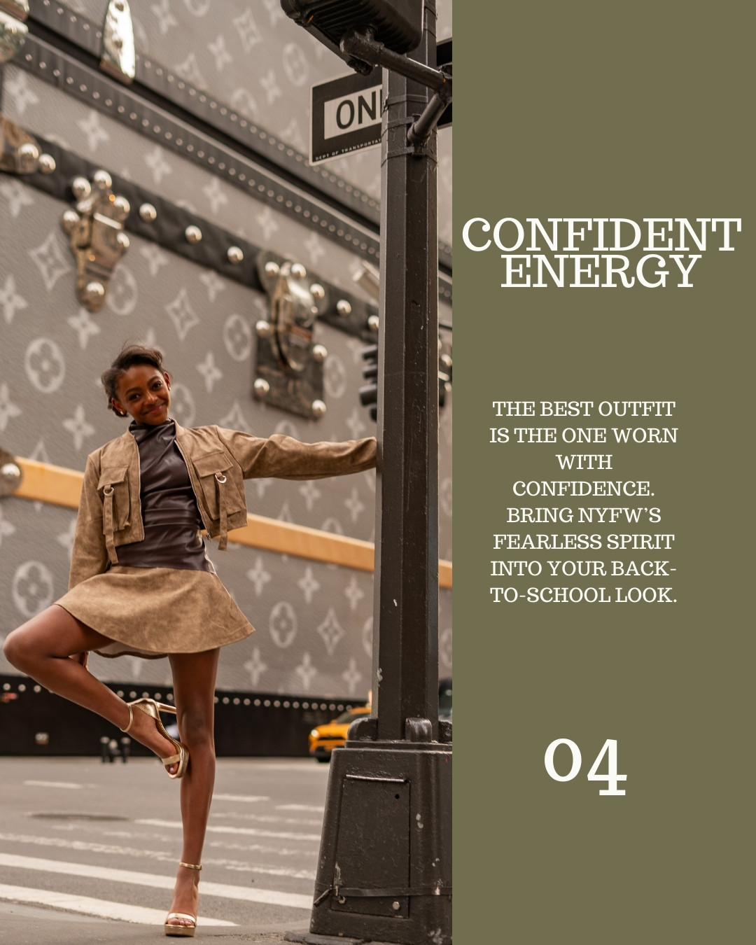 Confident NYFW-inspired back-to-school fashion photography by Jenna Brooke