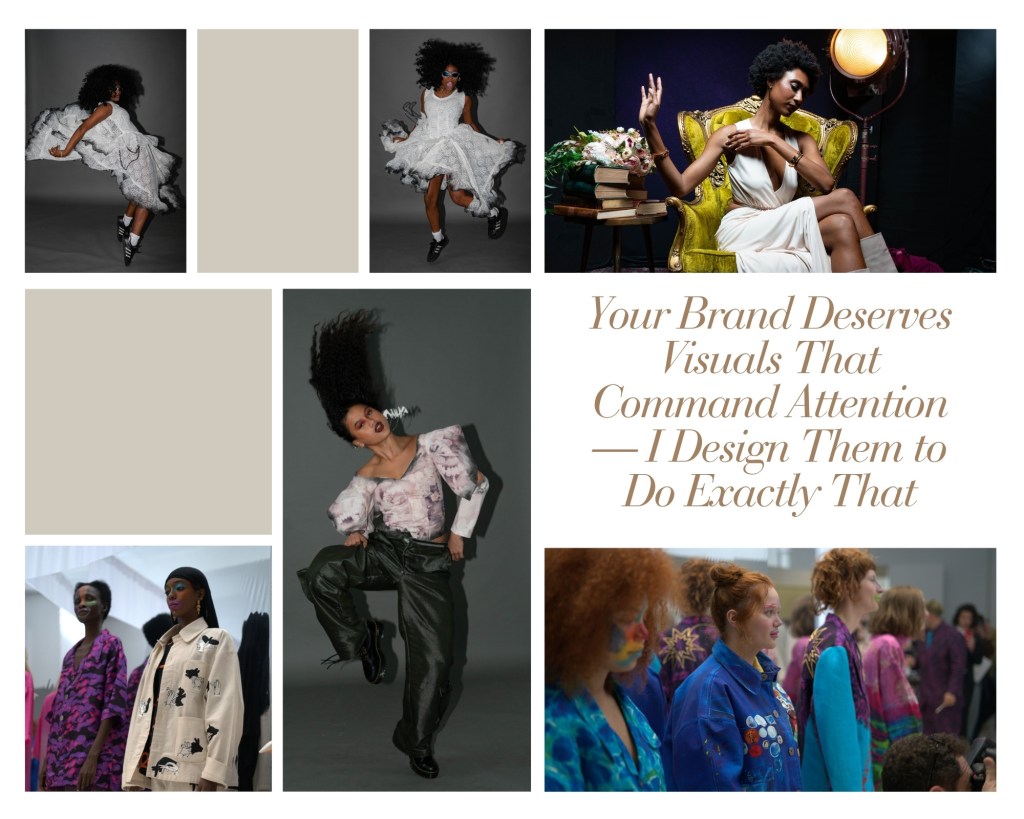 Fashion campaign collage showcasing creative direction and visual storytelling by Jenna Brooke, highlighting movement, expression, and brand-focused editorial photography.