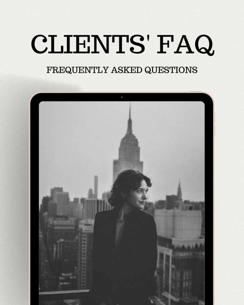 Clients' FAQ page for Jenna Brooke Photography in New York City