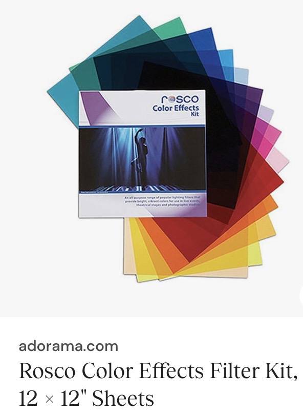 Color Gel Filter Kit for Photography Lighting | Rosco 12x12 Effects Filters