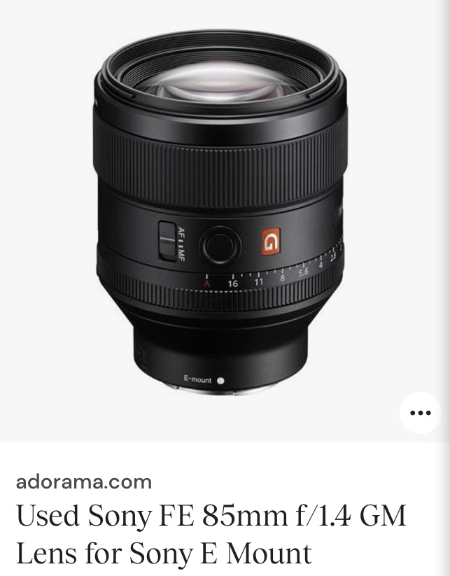 Sony 85mm f/1.4 G Master Lens | Full Frame Portrait Lens for Sharp Detail & Background Blur